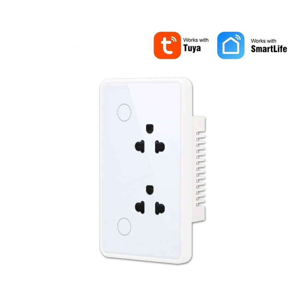 TUYA Smart Wall Socket Touch switch US Standard Glass Frame Power Monitor Socket Electrical Outlet Work With Alexa Google Home