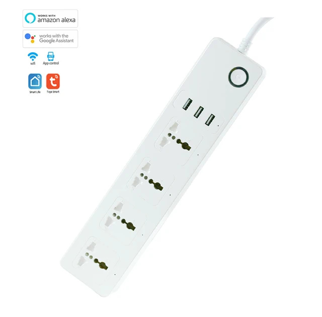 Tuya Smart Power Strip Home Universal Outlet Power Strip With Extension Cable AC USB Port Plug Network Filter Overload Protect