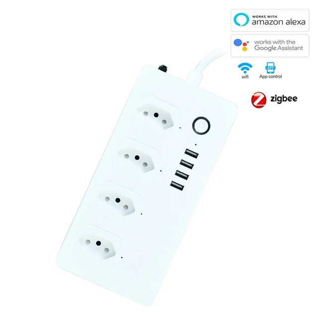 Tuya WiFi US Plug Power Strip With 4 USB Smart Portable Extension Socket Plug AC Power Travel Adapter USB Smart Phone Charger