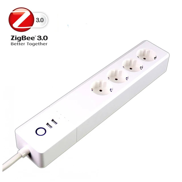 Zigbee Smart Life EU Plug Outlet Power Strip With 1.5M Extension Cord 2 USB Tuya Electrical Sockets multifunctional Plug