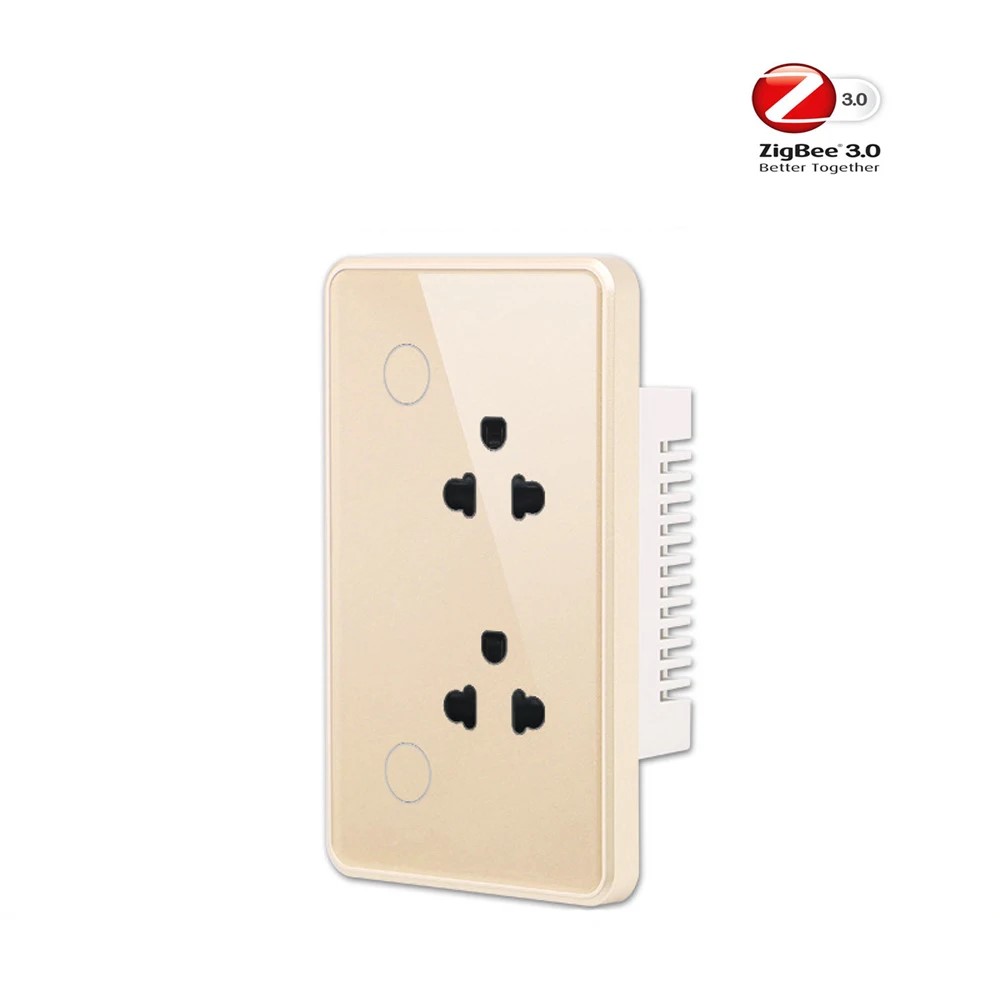 Zigbee Smart Wall Socket US Standard Glass Frame Power Monitor Socket Electrical Outlet Work With Alexa Google Home